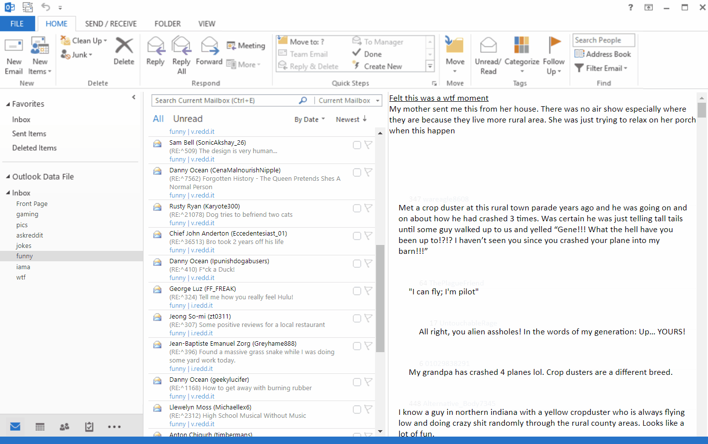 Use Reddit with Outlook
